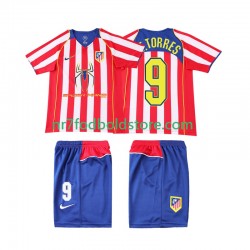 Atlético Madrid Trøje F TORRES 9 2005 Retro Børn Hjemmebane Fodboldsæt 2004 Kortærmet