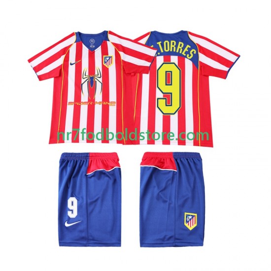 Atlético Madrid Trøje F TORRES 9 2005 Retro Børn Hjemmebane Fodboldsæt 2004 Kortærmet