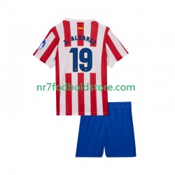 Atlético Madrid Trøje Julian Alvarez 19 Børn Hjemmebane Fodboldsæt 2025-2026 Kortærmet