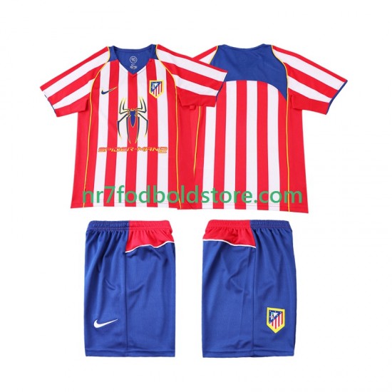 Atlético Madrid Trøje 2005 Retro Børn Hjemmebane Fodboldsæt 2004 Kortærmet