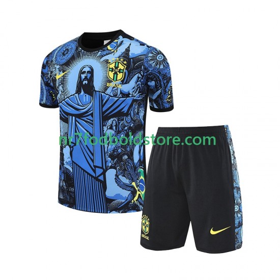 Brasilien JESUS Football Shirts Børn Hjemmebane Fodboldsæt 2024-2025 Kortærmet
