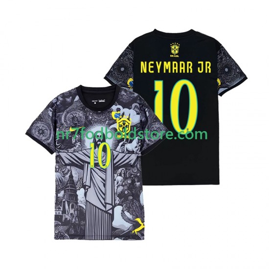 Brasilien Trøje Neymar JR 10 Cheist the Redeemer Mænd Hjemmebane Fodboldsæt 2024 Kortærmet
