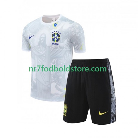 Brasilien Special JESUS Football Shirts Børn Hjemmebane Fodboldsæt 2024-2025 Kortærmet