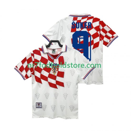 Kroatien Trøje BSUKER 9 Retro Mænd Hjemmebane Fodboldsæt 1998 Kortærmet