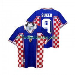Kroatien Trøje SUKER 9 Retro Mænd Udebane Fodboldsæt 1998 Kortærmet