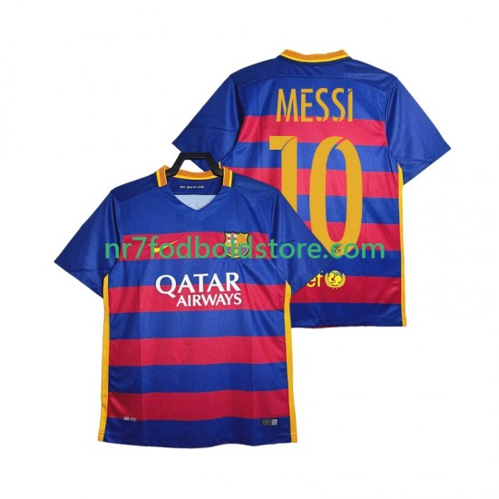 FC Barcelona Trøje Lionel Messi 10 2015-2016 Retro Mænd Hjemmebane Fodboldsæt Kortærmet