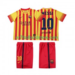 FC Barcelona Trøje Lionel Messi 10 2013 2014 Retro Børn Udebane Fodboldsæt Kortærmet