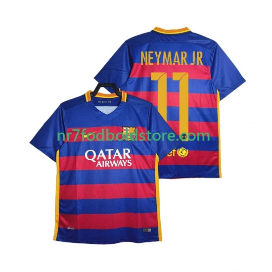 FC Barcelona Trøje Neymar JR 11 2015-2016 Retro Mænd Hjemmebane Fodboldsæt Kortærmet