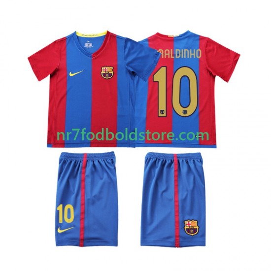 FC Barcelona Trøje RONALDINHO 10 2007 Retro Børn Hjemmebane Fodboldsæt 2006 Kortærmet