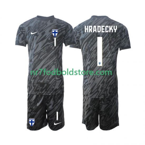 Finland Trøje HRADECKY 1 Målmand Børn Hjemmebane Fodboldsæt 2024 Kortærmet