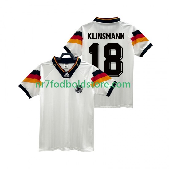 Tyskland Trøje KLINSMANN 18 1992 Retro Mænd Hjemmebane Fodboldsæt Kortærmet
