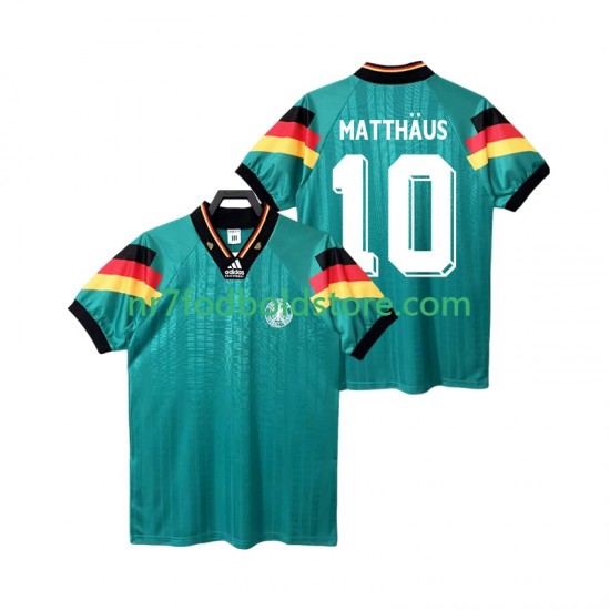 Tyskland Trøje MATTHAUS 10 1992 Retro Mænd Udebane Fodboldsæt Kortærmet
