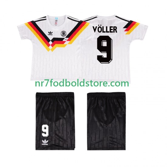 Tyskland Trøje VOLLER 9 1990 Retro Børn Hjemmebane Fodboldsæt Kortærmet