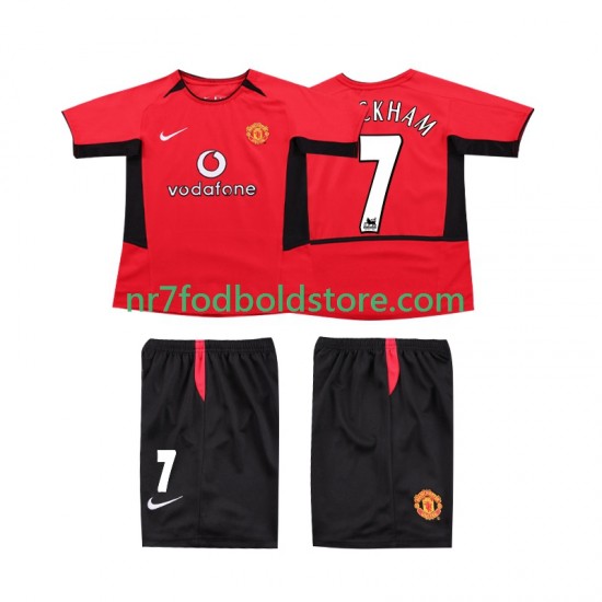 Manchester United Trøje BECKHAM 7 Retro Børn Hjemmebane Fodboldsæt 2004 2002 Kortærmet