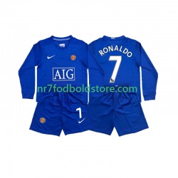 Manchester United Trøje Cristiano Ronaldo 7 Retro Børn Udebane Fodboldsæt 2008 Langærmet