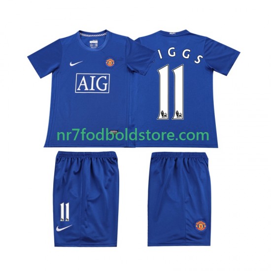 Manchester United Trøje GIGGS 11 Retro Børn Udebane Fodboldsæt 2008 Kortærmet