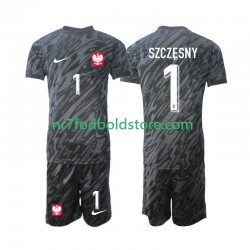 Polen Trøje Szczesny 1 Målmand Børn Udebane Fodboldsæt 2024 Kortærmet