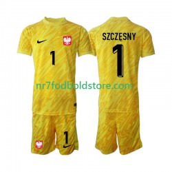 Polen Trøje Szczesny 1 Målmand Børn Hjemmebane Fodboldsæt 2024 Kortærmet