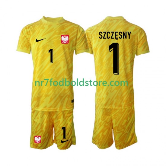 Polen Trøje Szczesny 1 Målmand Børn Hjemmebane Fodboldsæt 2024 Kortærmet