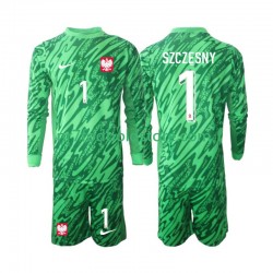 Polen Trøje Szczesny 1 Målmand Børn 3. Valg Fodboldsæt 2024 Langærmet