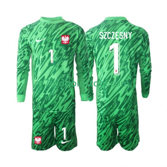 Polen Trøje Szczesny 1 Målmand Børn 3. Valg Fodboldsæt 2024 Langærmet