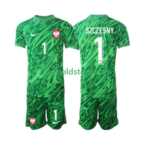 Polen Trøje Szczesny 1 Målmand Børn 3. Valg Fodboldsæt 2024 Kortærmet