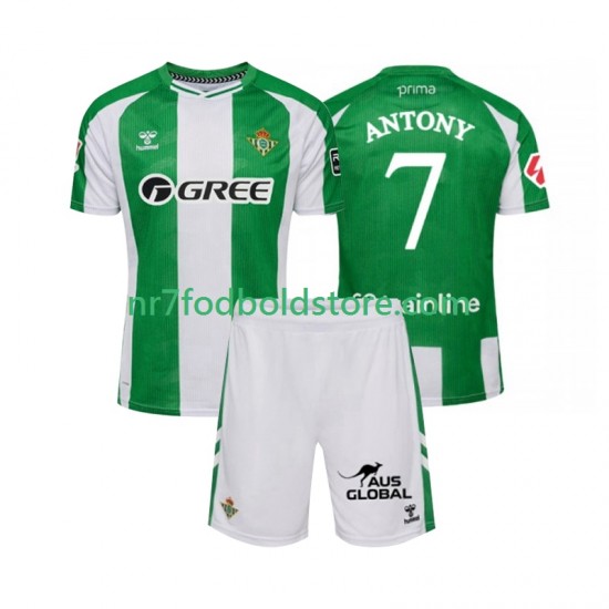 Real Betis Trøje Antony 7 Børn Hjemmebane Fodboldsæt 2025-2026 Kortærmet