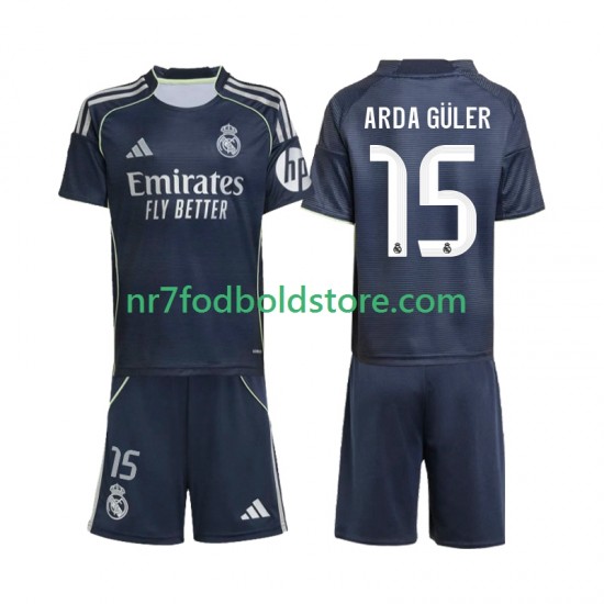 Real Madrid Trøje Arda Guler 15 Børn Udebane Fodboldsæt 2025-2026 Kortærmet