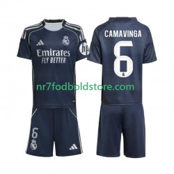 Real Madrid Trøje Camavinga 6 Børn Udebane Fodboldsæt 2025-2026 Kortærmet