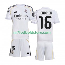 Real Madrid Trøje Endrick 16 Børn Hjemmebane Fodboldsæt 2025-2026 Kortærmet