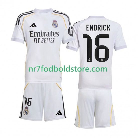 Real Madrid Trøje Endrick 16 Børn Hjemmebane Fodboldsæt 2025-2026 Kortærmet