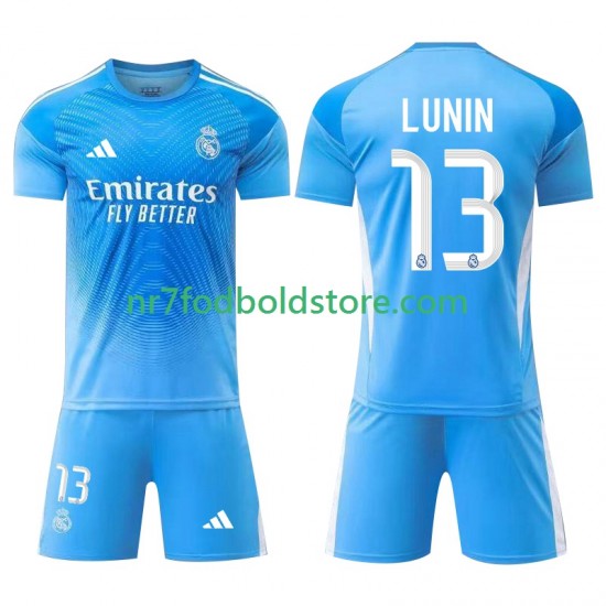 Real Madrid Trøje Andriy Lunin 13 Målmand Børn Hjemmebane Fodboldsæt 2025-2026 Kortærmet