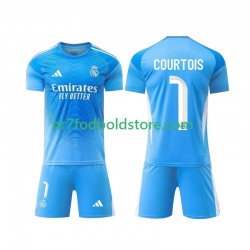 Real Madrid Trøje Thibaut Courtois 1 Målmand Børn Hjemmebane Fodboldsæt 2025-2026 Kortærmet