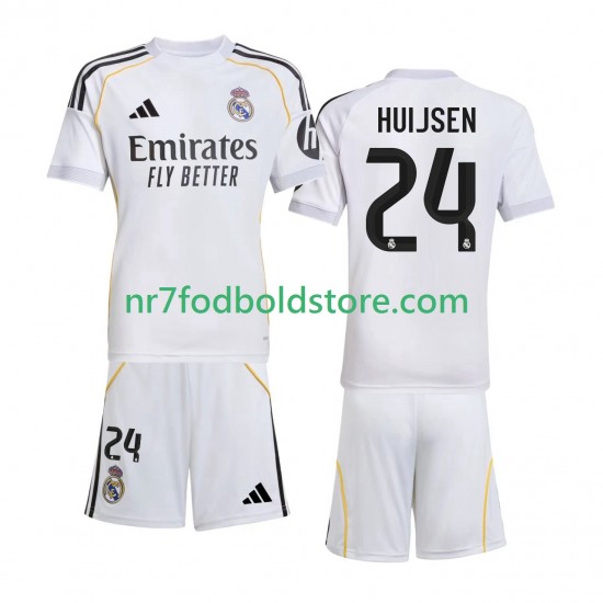 Real Madrid Trøje Huijsen 24 Børn Hjemmebane Fodboldsæt 2025-2026 Kortærmet
