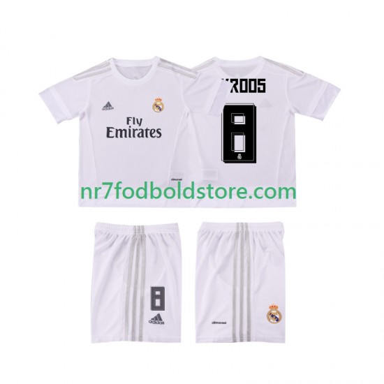 Real Madrid Trøje KROOS 8 2015 2016 Retro Børn Hjemmebane Fodboldsæt Kortærmet