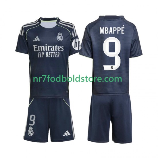 Real Madrid Trøje Mbappé Kylian 9 Børn Udebane Fodboldsæt 2025-2026 Kortærmet
