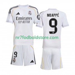 Real Madrid Trøje Mbappé Kylian 9 Børn Hjemmebane Fodboldsæt 2025-2026 Kortærmet