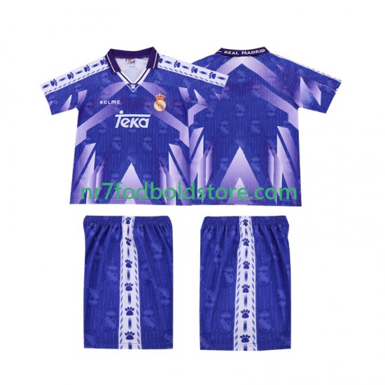 Real Madrid Trøje 1996-1997 Retro Børn Udebane Fodboldsæt Kortærmet