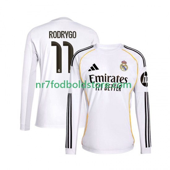 Real Madrid Trøje Rodrygo 11 Mænd Hjemmebane Fodboldsæt 2025-2026 Langærmet
