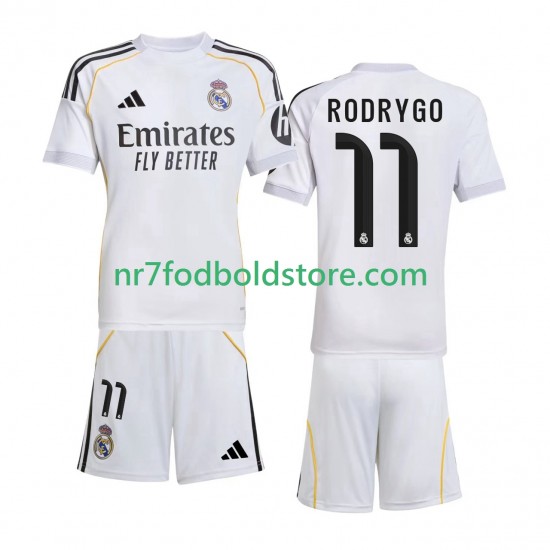 Real Madrid Trøje Rodrygo 11 Børn Hjemmebane Fodboldsæt 2025-2026 Kortærmet