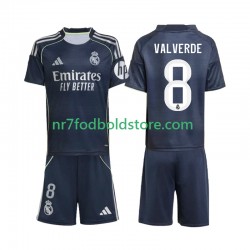 Real Madrid Trøje Valverde 8 Børn Udebane Fodboldsæt 2025-2026 Kortærmet