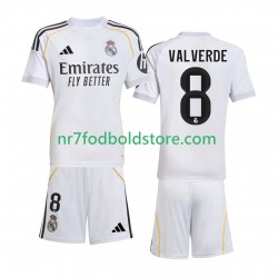 Real Madrid Trøje Valverde 8 Børn Hjemmebane Fodboldsæt 2025-2026 Kortærmet