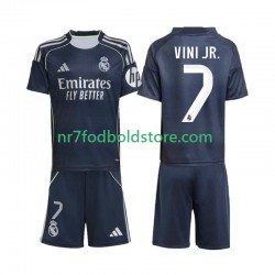 Real Madrid Trøje Vinicius Junior 7 Børn Udebane Fodboldsæt 2025-2026 Kortærmet