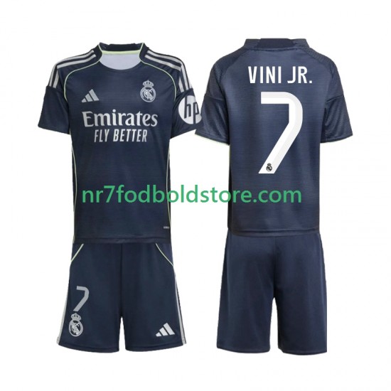 Real Madrid Trøje Vinicius Junior 7 Børn Udebane Fodboldsæt 2025-2026 Kortærmet
