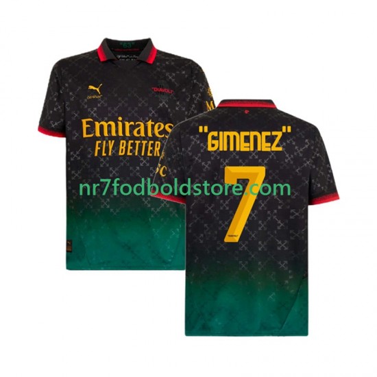AC Milan Trøje Santiago Gimenez 7 Mænd 4. Valg Fodboldsæt 2024-2025 Kortærmet