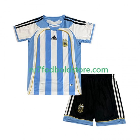 Argentina Trøje Retro Børn Hjemmebane Fodboldsæt 2006 Kortærmet