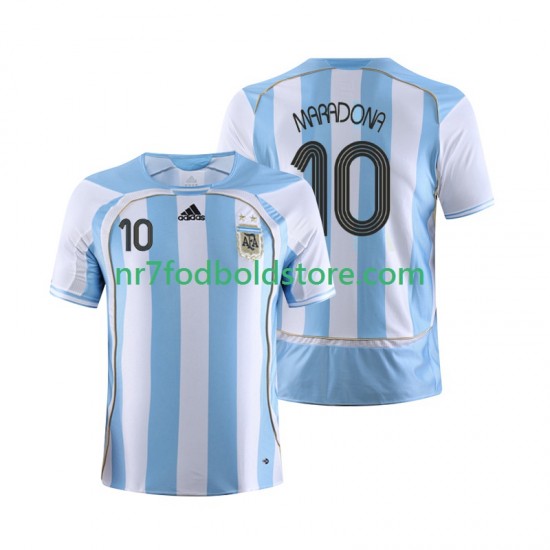 Argentina Trøje Maradona 10 Retro Mænd Hjemmebane Fodboldsæt 2006 Kortærmet