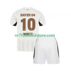Bayer 04 Leverkusen Trøje Florian Wirtz 10 Børn Udebane Fodboldsæt 2024-2025 Kortærmet