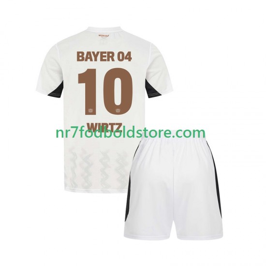 Bayer 04 Leverkusen Trøje Florian Wirtz 10 Børn Udebane Fodboldsæt 2024-2025 Kortærmet
