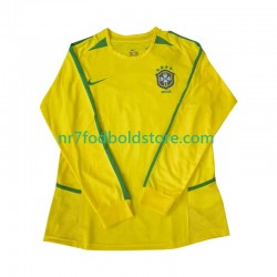 Brasilien Trøje Retro Mænd Hjemmebane Fodboldsæt 2002 Langærmet